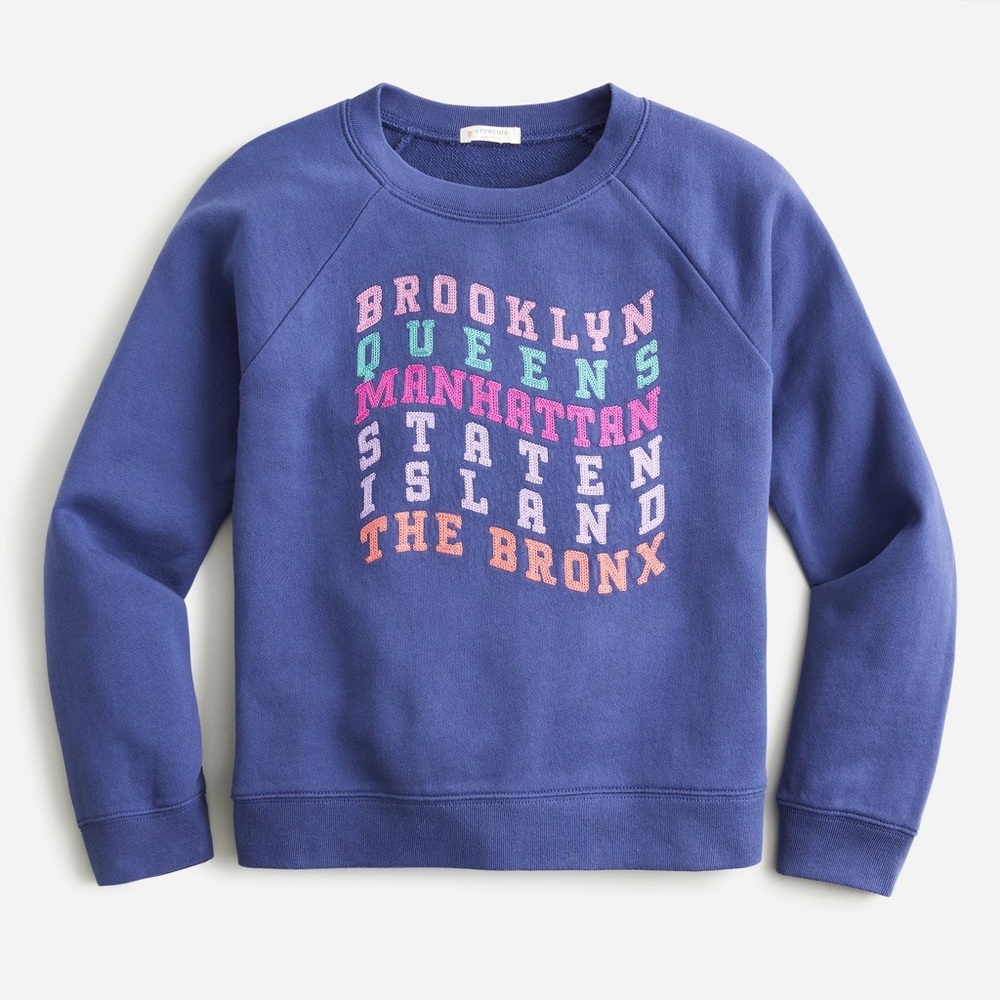 J Crew Girls Boroughs of New York Crewneck Sweatshirt size M (8-9)